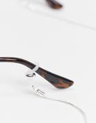 Monki Calli Sunglasses Chain In Silver