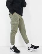 Jack & Jones Intelligence Cuffed Pants With Cargo Pocket In Khaki-green