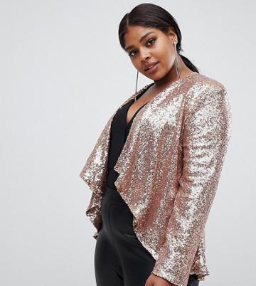 Club L Plus Sequin Drape Jacket - Pink