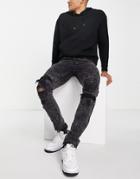 Sixth June Destroyed Denim Jeans In Black