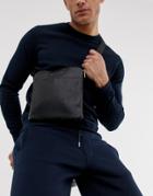 Armani Exchange Faux Leather All Over Logo Flight Bag In Black - Black