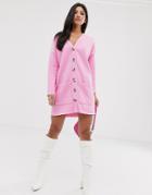 Asos Design Oversized Super Soft Button Through Dress - Pink