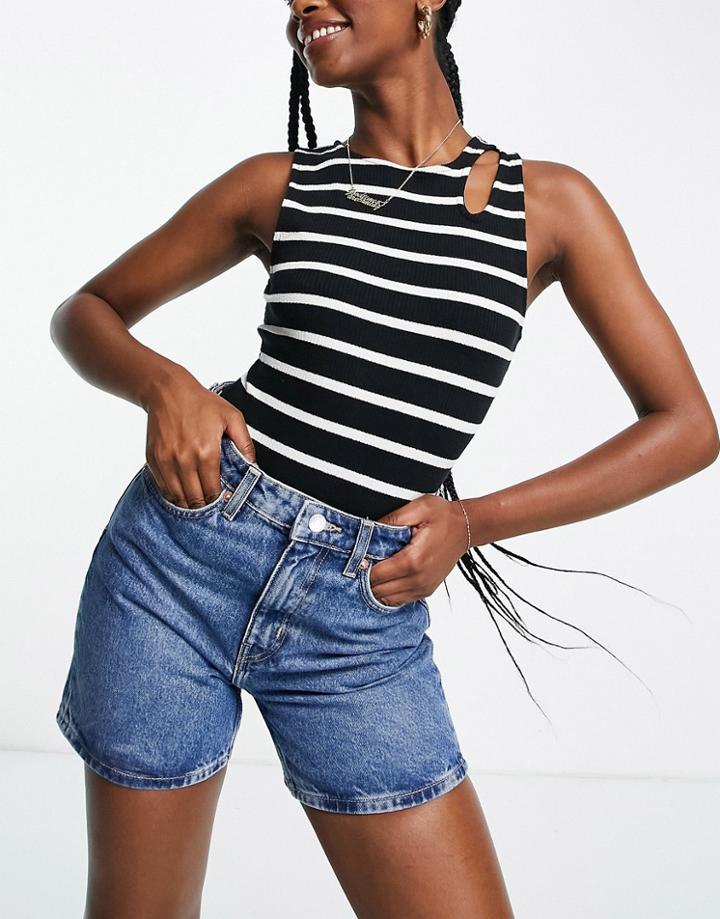 Weekday Frida Organic Cotton Denim Shorts In Harper Blue-blues