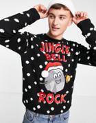 Brave Soul Jingle Bell Rock Christmas Sweater In Black