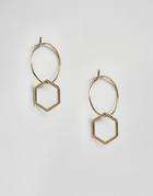 Orelia Gold Plated Hexagon Charm Hoop Earrings - Gold