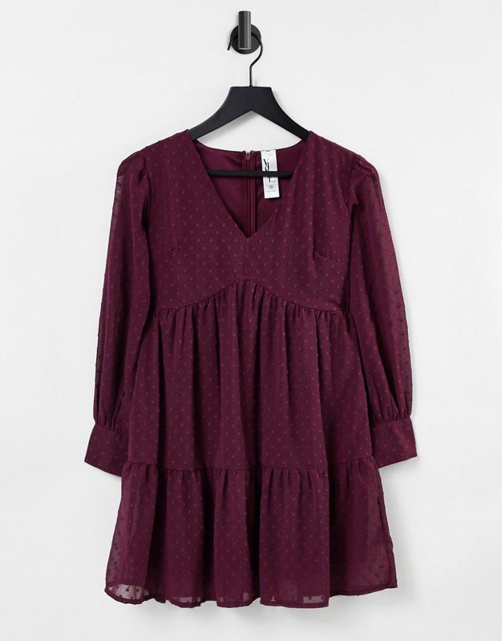 Violet Romance Mini Smock Dress In Burgundy-red