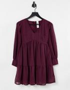 Violet Romance Mini Smock Dress In Burgundy-red