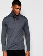 Blend Long Sleeve Top Drawstring Funnel Neck - Charcoal