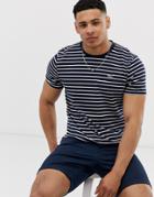 Hollister Icon Logo Stripe T-shirt In Dark Blue - Blue