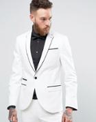 Noose & Monkey Super Skinny Suit Jacket With Piping - White