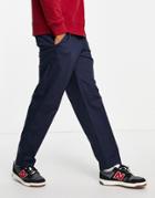 Jack & Jones Intelligence Wide Leg Chinos With Drawstring Waist In Navy