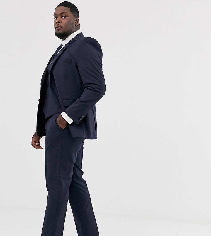 Asos Design Plus Slim Suit Pants In Navy - Navy