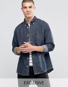 Brooklyn Supply Co Ripped Distressed Washed Black Shirt - Blue