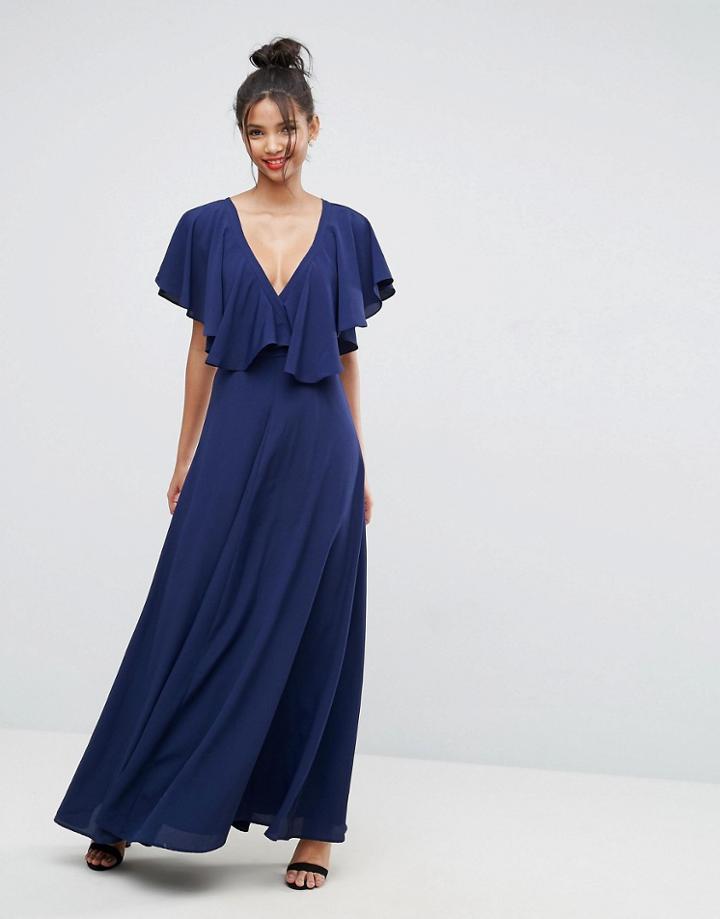 Asos Soft Ruffle Wrap Front Maxi Dress - Multi