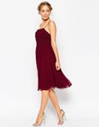 Asos Wedding Midi Dress With Ruched Wrap Front - Maroon
