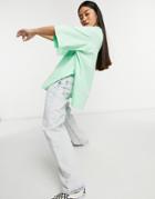 Asos Design Super Oversized T-shirt With Side Slits In Wasabi Green