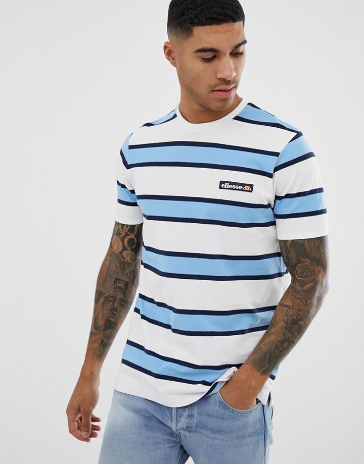 Ellesse Pluto Retro Striped T-shirt In White - White