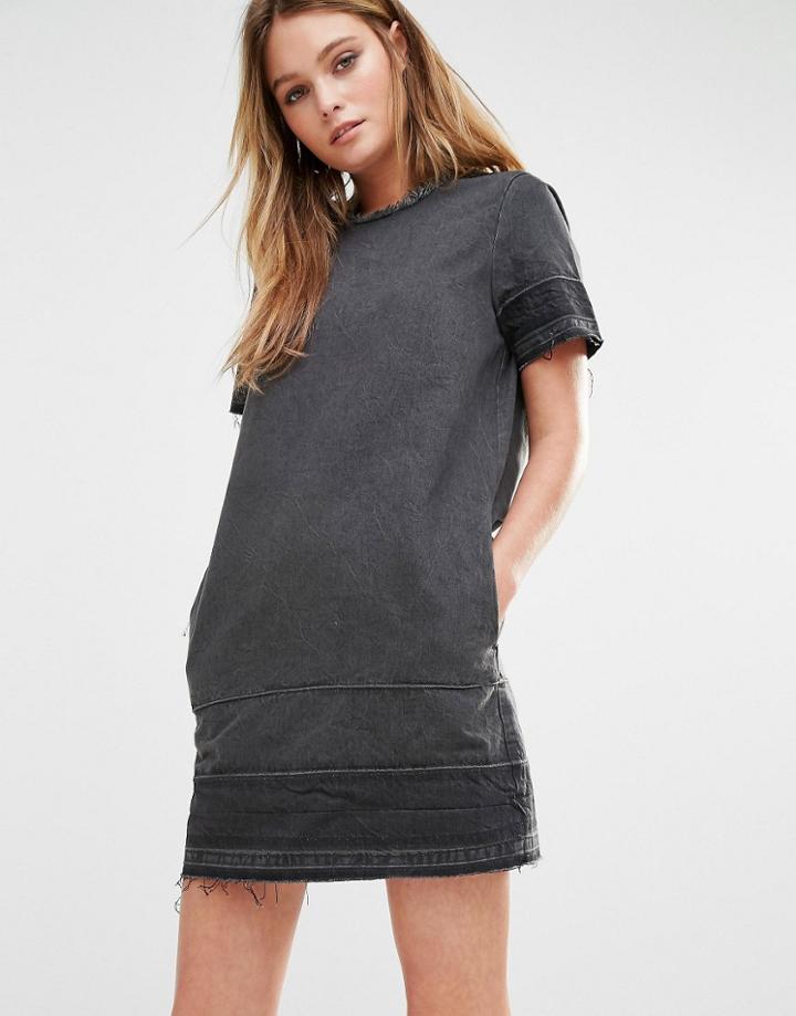 Only Released Hem Denim Dress - Black