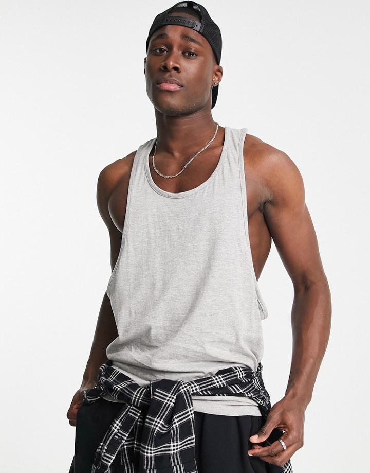 Brave Soul Racer Back Tank Top In Light Gray
