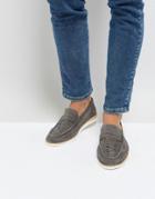 Frank Wright Woven Penny Loafers In Gray - Gray