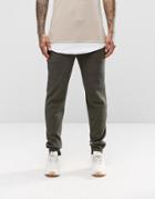 Asos Skinny Joggers In Waffle Fabric In Dark Khaki - Forest Night