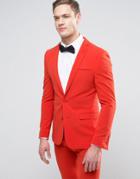 Asos Super Skinny Prom Suit Jacket In Tomato Red - Red