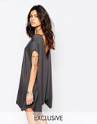 Rokoko Swing T-shirt Dress With Open Back - Washed Black
