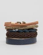 Asos Leather Bracelet Pack With Anchor - Multi
