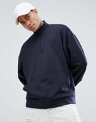 Asos Oversized Half Zip Track Sweatshirt - Navy