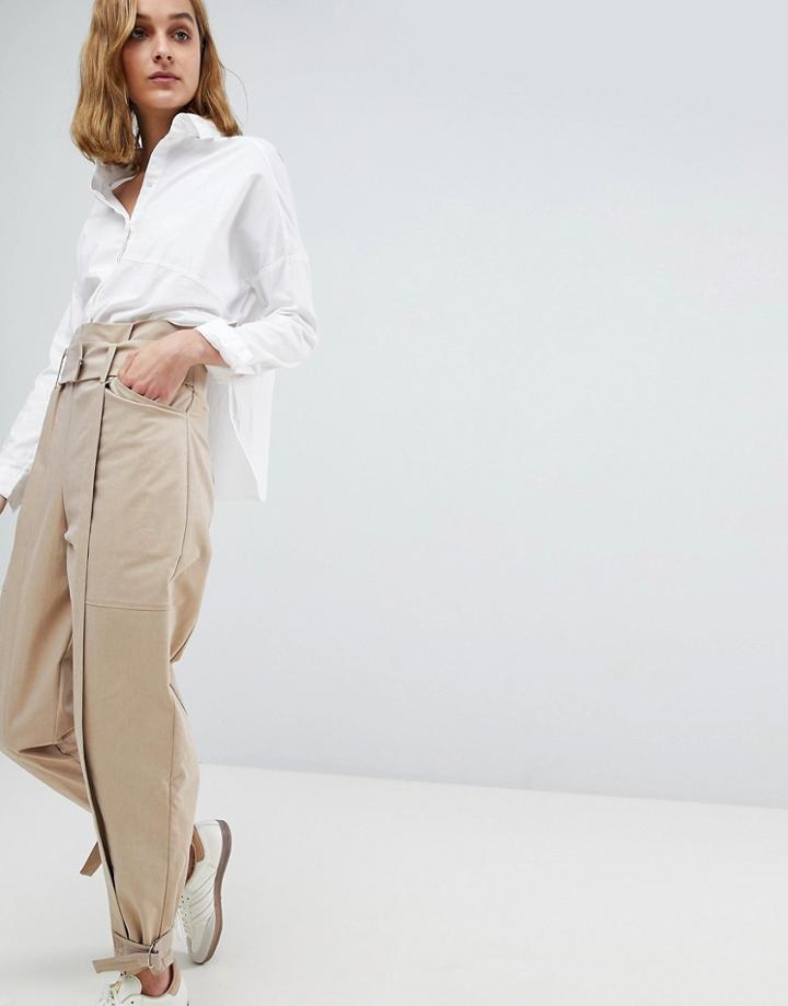 Asos White High Waist Co-ord Pants - Stone