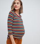 New Look Maternity Stripe Top In Multi - Multi