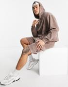 Asos Design Oversized Shorts In Heather Terry Cloth - Part Of A Set-neutral