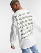 Asos Dark Future Long Sleeve T-shirt In White With Khaki Logo