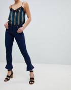 Parisian Skinny Jeans With Flare Hem - Blue