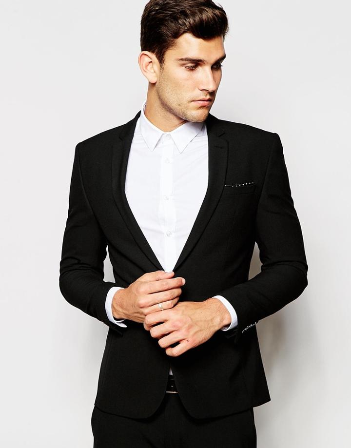 Asos Super Skinny Fit Suit Jacket In Black - Black