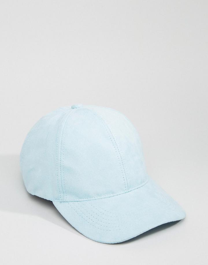 7x Baseball Cap In Pastel Blue Suedette - Blue