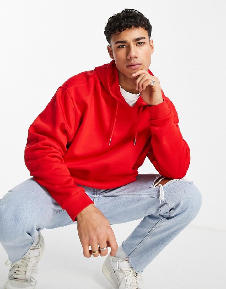 Asos Design Oversized Hoodie In Bright Red
