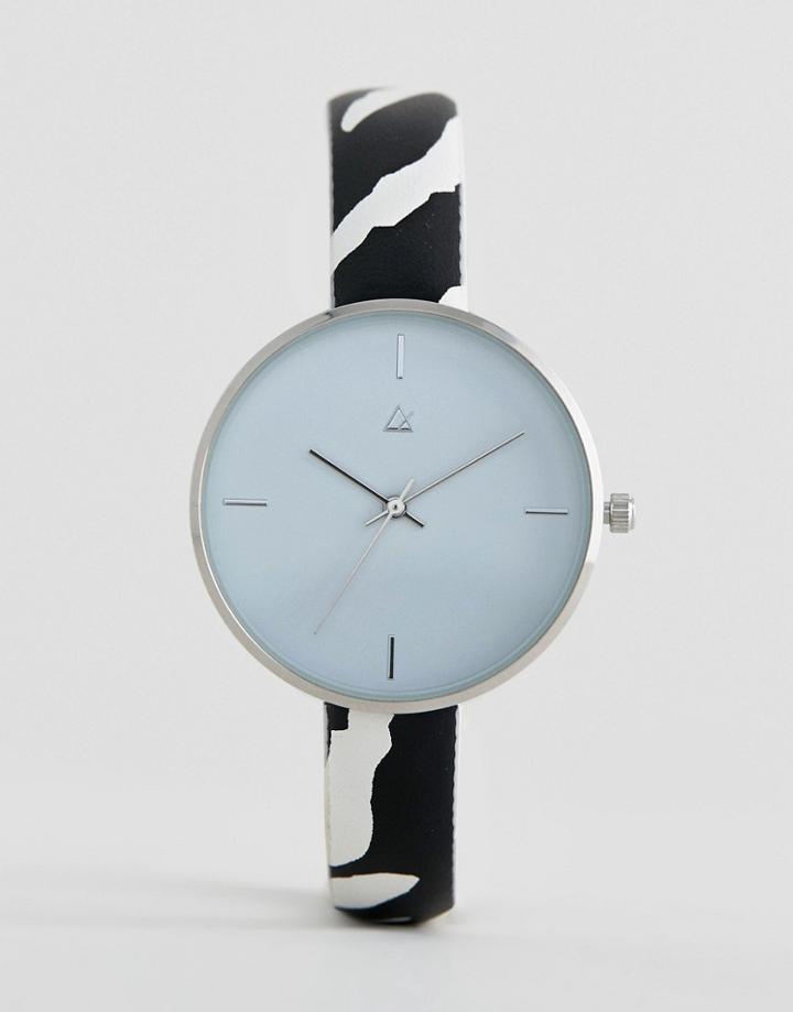 Asos Design Curve Watch With Faux Zebra Strap - Multi