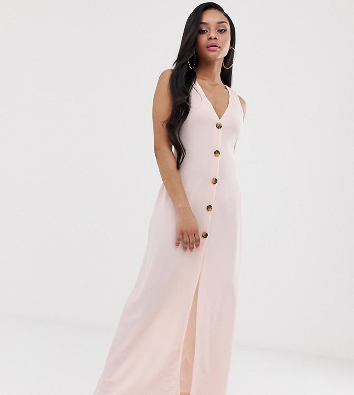 Prettylittlething Petite Sleeveless Maxi Dress In Stone - Stone