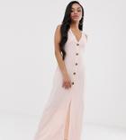 Prettylittlething Petite Sleeveless Maxi Dress In Stone - Stone