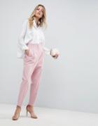 Asos Tailored Clean High Waist Linen Peg Pants - Pink