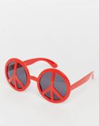 Jeepers Peepers Novelty Peace Frame Sunglasses - Red