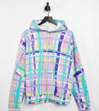 Asos Made In Kenya Unisex Check Print Hoodie - Part Of A Set-purple