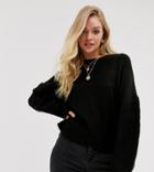 Micha Lounge Sweater With Rib Sleeve Detail - Black