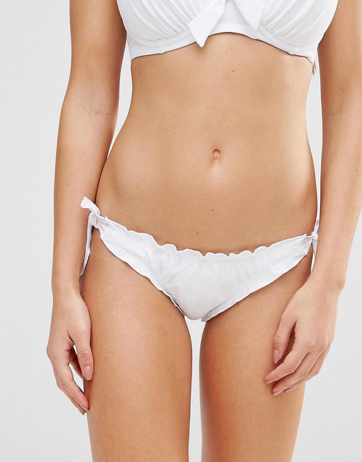 Pour Moi Splash Tie Side Bikini Bottoms - White