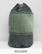 Reclaimed Vintage Duffle Backpack Overdyed Stripe - Green