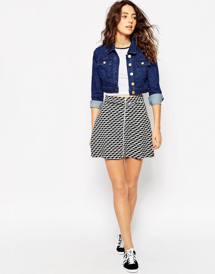 Asos A-line Skirt In Mono Jacquard