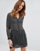 Sisley Shirt Dress In Spot Texture - Black