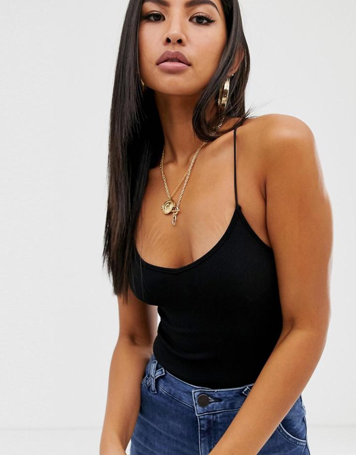 Asos Design Spaghetti Strap Cami Body In Black - Black