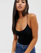 Asos Design Spaghetti Strap Cami Body In Black - Black